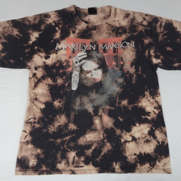 VINTAGE MARILYN MANSON EAT ME DRINK ME BLACK MEDIUM REVERSE TIE-DYE SHIRT H1989